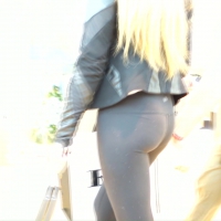 Hot blonde in tight leggings