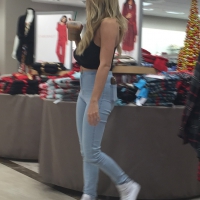Milf with huge boobs and no bra in black crop top and tight jeans IMG_3541.JPG
