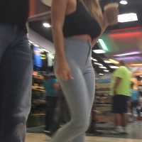 Milf with huge boobs and no bra in black crop top and tight jeans IMG_3523.JPG