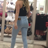 Milf with huge boobs and no bra in black crop top and tight jeans IMG_3573.JPG