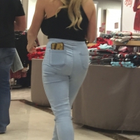 Milf with huge boobs and no bra in black crop top and tight jeans IMG_3569.JPG
