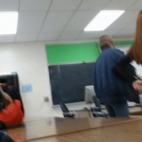 Girl pulls up tight jeans with nice booty in class 1455928919340.gif