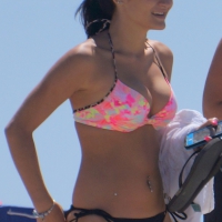 Sexy brunette girl in bikini with great tits and her friend aka the whale closeups (4).JPG