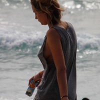 Braless girl in a tanktop walking the beach with her pokies out _MG_8634.jpg