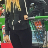 Sexy girl grocery shopping in skin tight leggings with great ass 920n.jpg