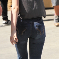 Red/purple haired teen with nice bubble butt in Hollister jeans 1_IMG_1128.JPG