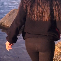 Step sister in leggings and jeans