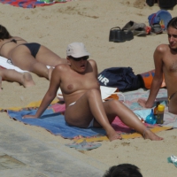 Topless girls on a beach in Barcelona 0108.jpg