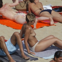 Topless girls on a beach in Barcelona 0110.jpg