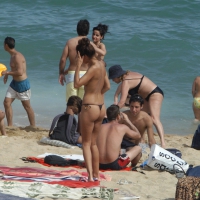 Topless girls on a beach in Barcelona 0138.jpg