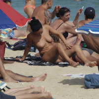 Topless girls on a beach in Barcelona 0163.jpg