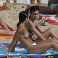 Topless girls on a beach in Barcelona 0167.jpg