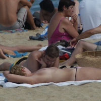 Topless girls on a beach in Barcelona 0180.jpg