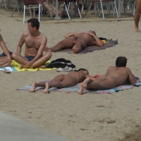 Topless girls on a beach in Barcelona 0183.jpg