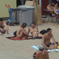 Topless girls on a beach in Barcelona 0184.jpg