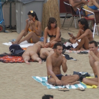 Topless girls on a beach in Barcelona 0082.jpg