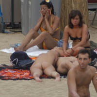 Topless girls on a beach in Barcelona 0083.jpg