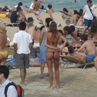 Topless girls on a beach in Barcelona 0135.jpg