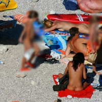 Ula FKK Sexy brunette on a nude beach topless, bottomless and with blue thong 0082.jpg