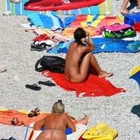 Ula FKK Sexy brunette on a nude beach topless, bottomless and with blue thong 0060.jpg
