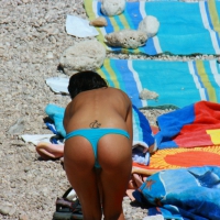 Ula FKK Sexy brunette on a nude beach topless, bottomless and with blue thong 0043.jpg