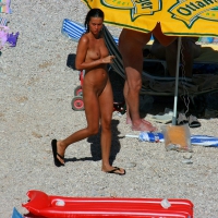 Ula FKK Sexy brunette on a nude beach topless, bottomless and with blue thong 0074.jpg