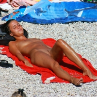 Ula FKK Sexy brunette on a nude beach topless, bottomless and with blue thong 0059.jpg