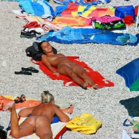 Ula FKK Sexy brunette on a nude beach topless, bottomless and with blue thong 0078.jpg