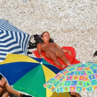 Ula FKK Sexy brunette on a nude beach topless, bottomless and with blue thong 0013.jpg