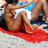 Ula FKK Sexy brunette on a nude beach topless, bottomless and with blue thong 0037.jpg