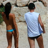 Ula FKK Sexy brunette on a nude beach topless, bottomless and with blue thong 0045.jpg