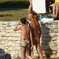 Two cute nudist girls showering completely naked on a hot day at the beach 0020.jpg
