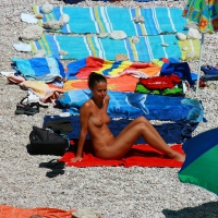 Ula FKK Sexy brunette on a nude beach topless, bottomless and with blue thong 0029.jpg