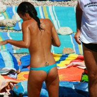 Ula FKK Sexy brunette on a nude beach topless, bottomless and with blue thong 0042.jpg