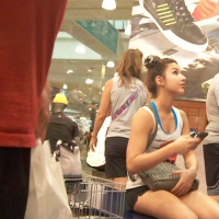 Cute teen in short shorts shopping for shoes and showing a little cleavage vlcsnap-2016-04-12-22h57m10s527.jpg