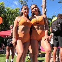 Orange spandex babes