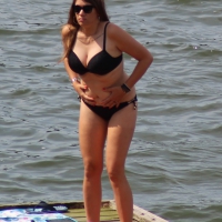 Thick babe in black bikini