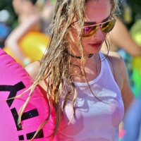 Tubing hottie in shorts