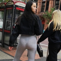 Brunette in see through leggings