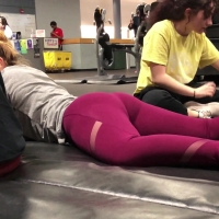 Red leggings girl
