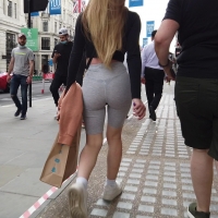 Hot blonde showing her thong