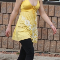 Yellow dress no bra