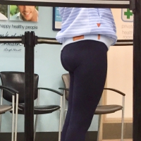 Milf at the pharmacy in tight leggings with a nice booty Pharmacy milf in leggings