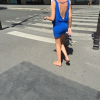 Blonde milf in tiny blue skirt with vpl Milf in blue skirt