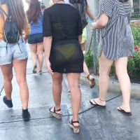 Booty in see through skirt