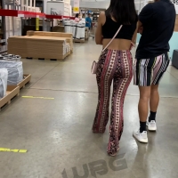 Asian in flared leggings