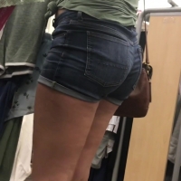 Whooty in jean shorts
