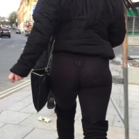 Brunette in see through leggings