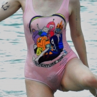 Miley Cyrus' friend in pink see through swimsuit showing nipples and pussy hair Miley Cyrus' friend in swimsuit