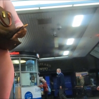 Candid ebony babe with an incredible bubble butt in pink leggings at the train station Screenshot (278).jpg